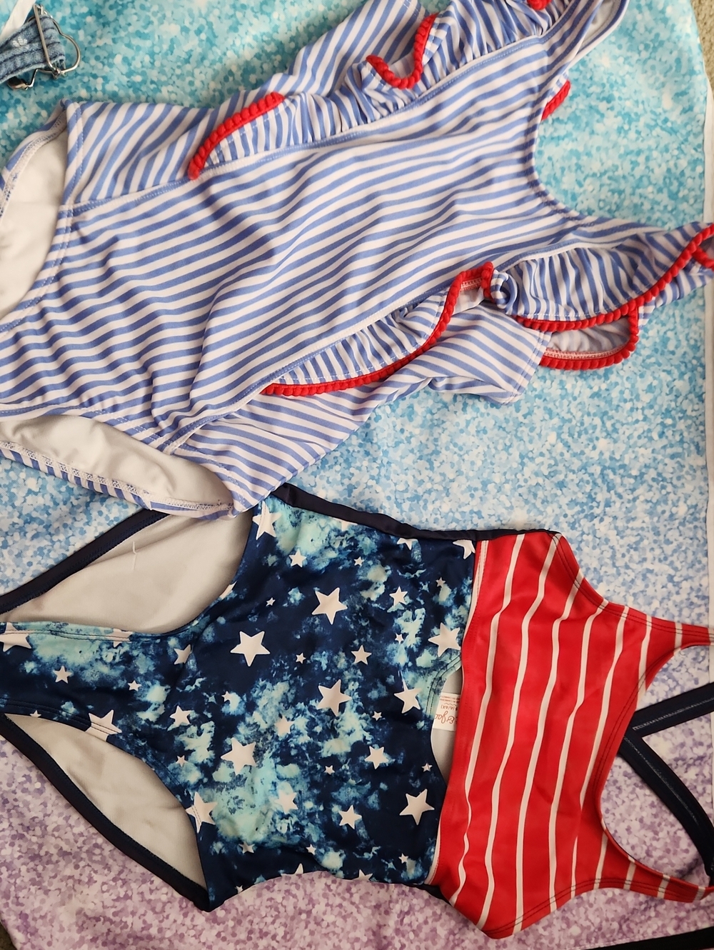Kids' Star & Stripe One-Piece Swimsuit Set - Blue, Red, White